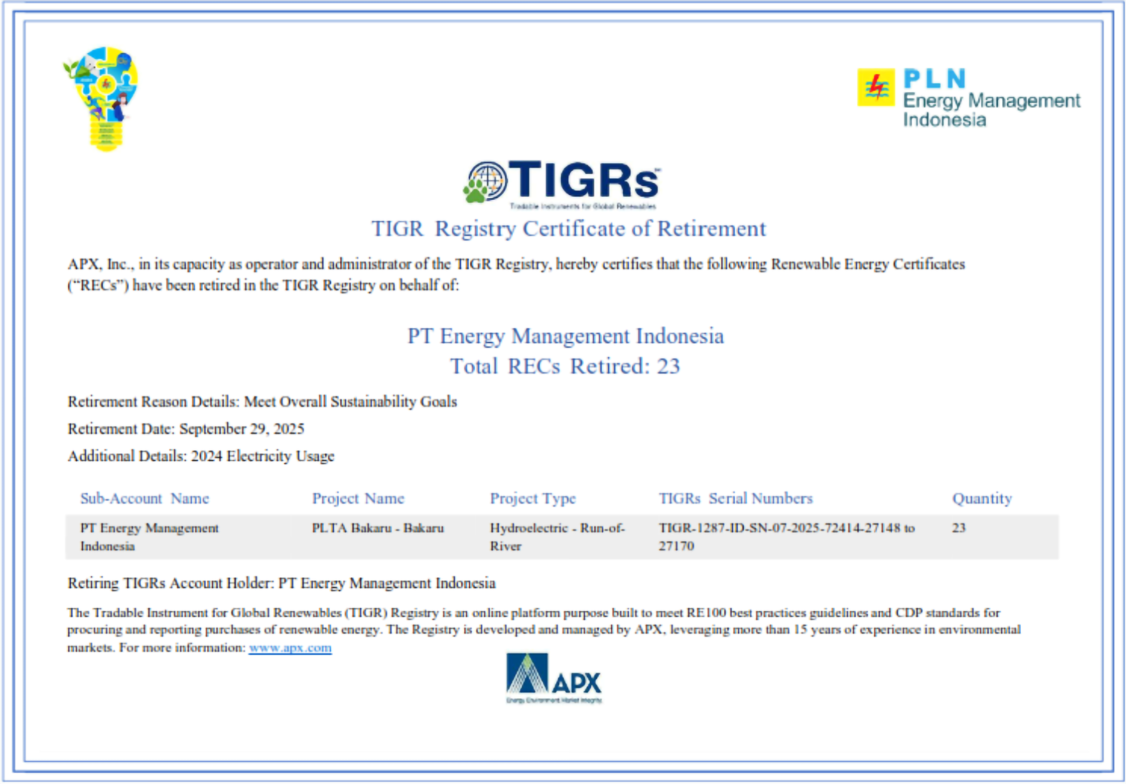 REC Certificate